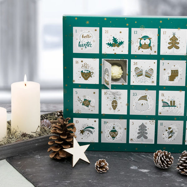Adventskalender "MErry Xmas" mit alkoholfreien Trüffeln