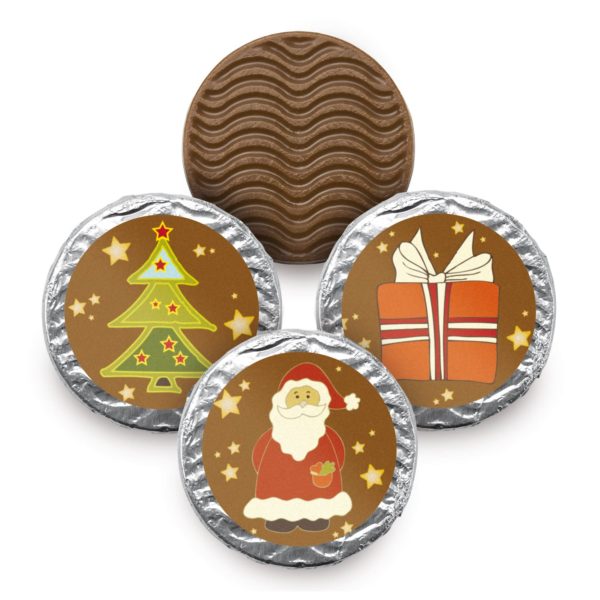 Vollmilchtaler mit weihnachtlichem Motiv