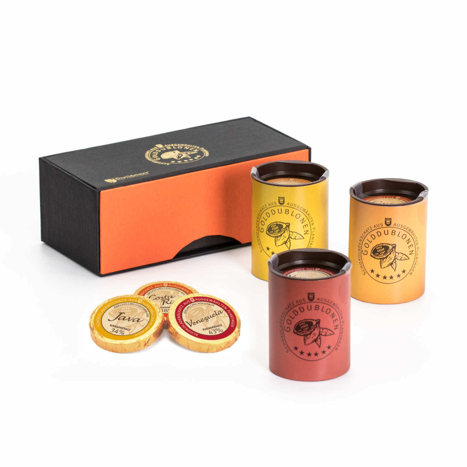 0211 Magnetpackung Elegance mit Golddublonen, Vollmilch