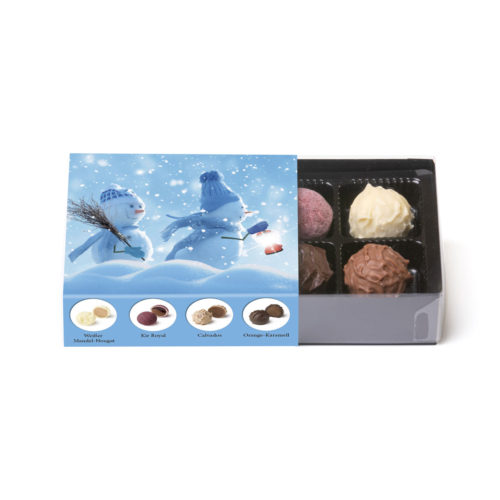 100g feinste Trüffel in einer Klarsichtpackung mit winterlicher Banderole