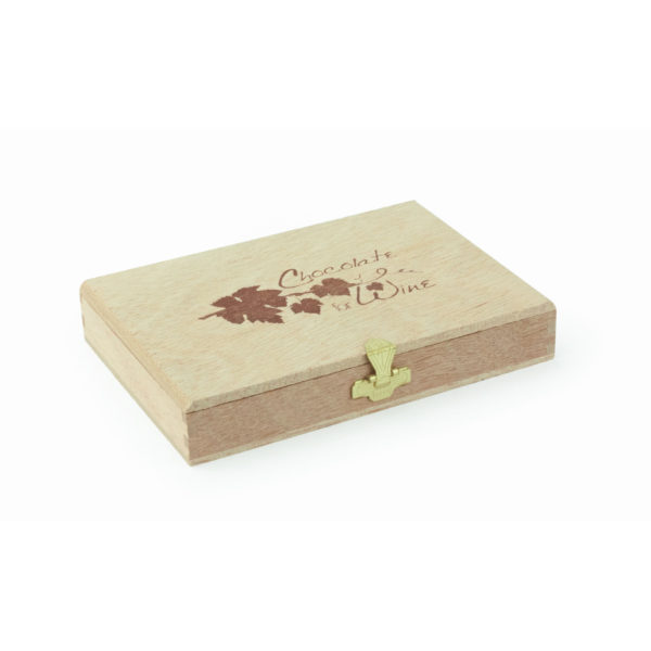 Elegante Holzkiste mit Branding "Chocolate for Wine", 12 Dublonen