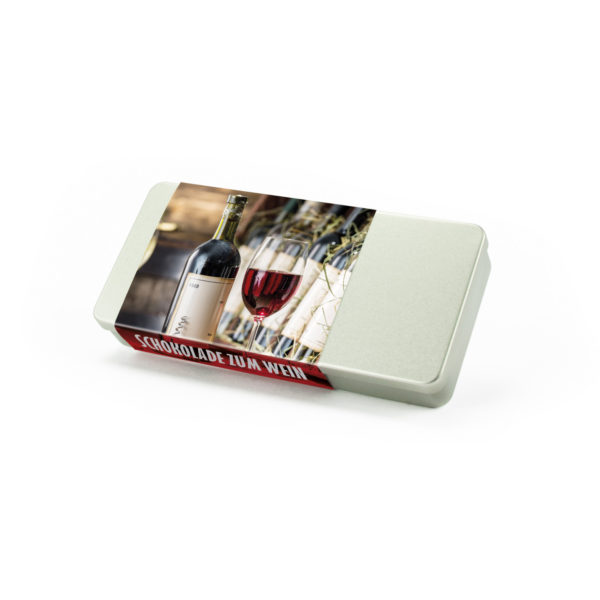 6er Silberdose Schokolade zum Wein