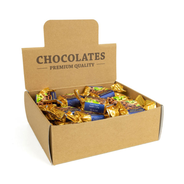 30 Nougat Happen in einem ansprechenden Display aus Naturkarton