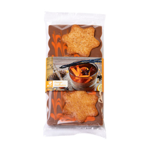 Bestreute Vollmilchschokolade "Orange-Banillstern"
