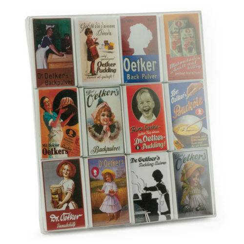24 nostalgische Vollmilchtäfelchen mit "Dr. Oetker" Motiv