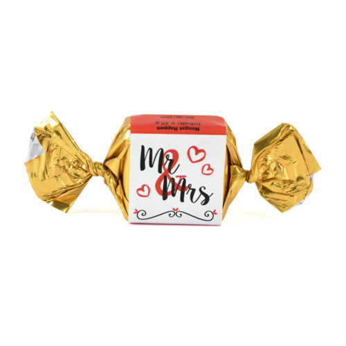 Süßer Nougat Happen mit "Mr & Mrs" Motiv