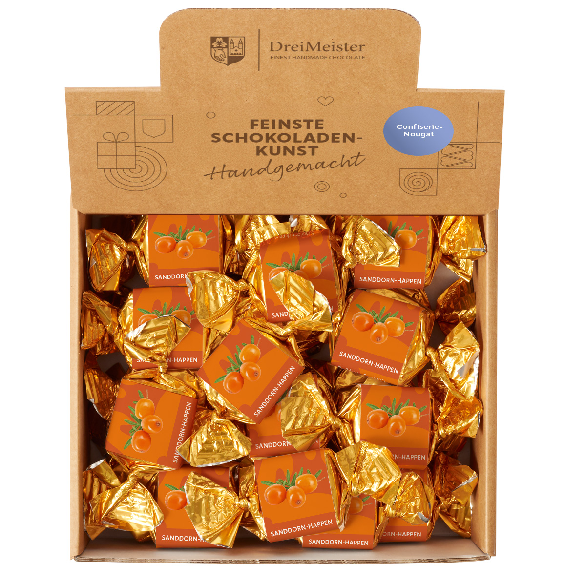 30 Sanddorn-Nougat Happen im Display